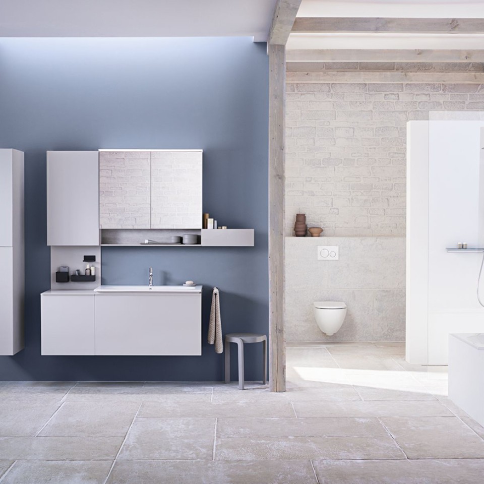 吉博力艾珈卫浴系列配备洗脸盆、家具、座便器和浴缸