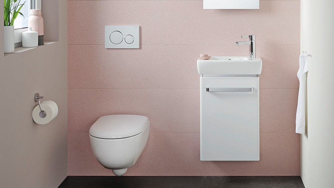 Renova Compact 洗脸盆:活动区域和通道区域在客用卫浴空间也同样重要 Renova Compact 洗脸盆:活动区域和通道区域在客用卫浴空间也同样重要
