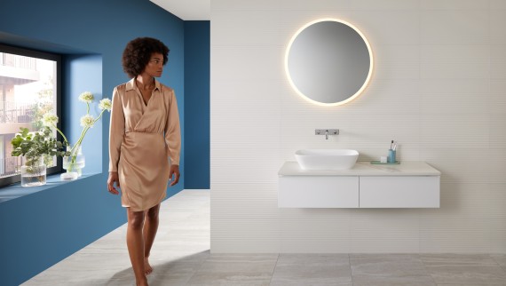 混搭:配备 iCon 柜的 Geberit ONE 台式洗脸盆 混搭:配备 iCon 柜的 Geberit ONE 台式洗脸盆