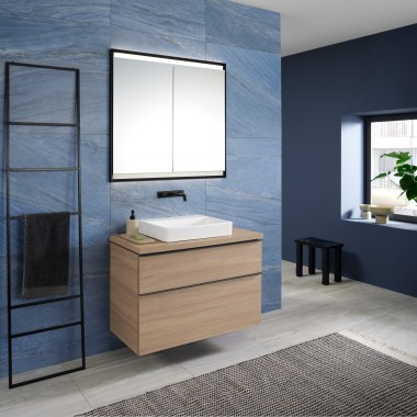 搭配 Geberit iCon 艾柯组合柜的 Mix & Match Geberit ONE 台式洗脸盆 搭配 Geberit iCon 艾柯组合柜的 Mix & Match Geberit ONE 台式洗脸盆