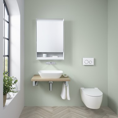 配备 Geberit ONE 盥洗台的宾客浴室 配备 Geberit ONE 盥洗台的宾客浴室