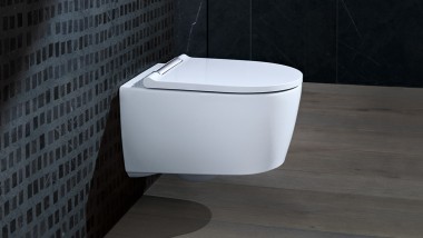 采用挂墙式座便器，尽显和谐美观的卫浴空间设计