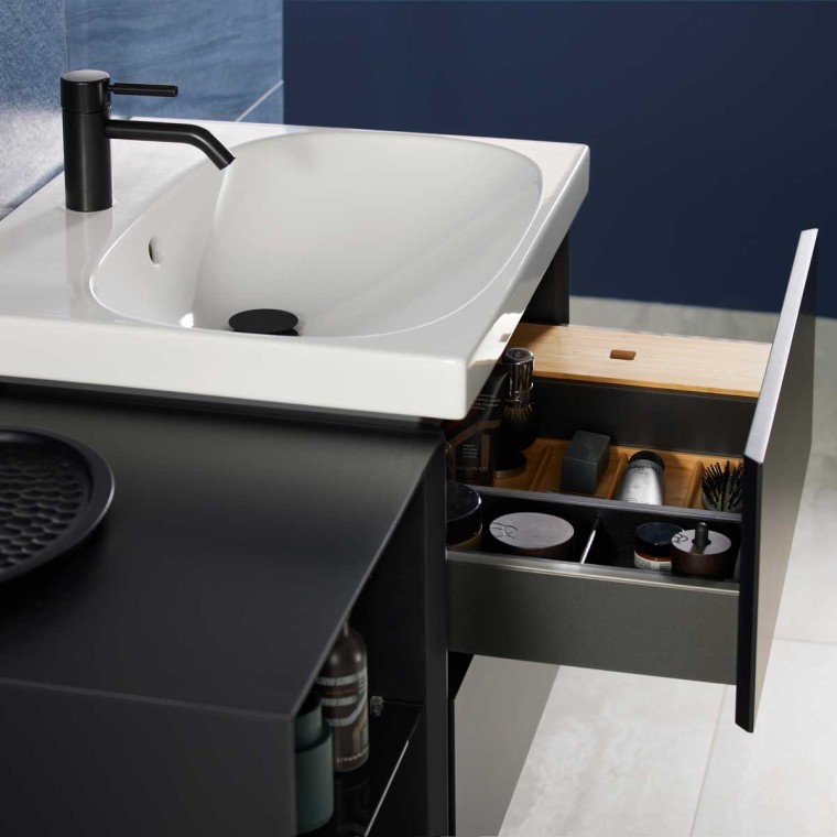 Mix & Match 系列 Geberit Acanto 艾珈洗脸盆与 Geberit ONE 盥洗柜(无存水弯开口) Mix & Match 系列 Geberit Acanto 艾珈洗脸盆与 Geberit ONE 盥洗柜(无存水弯开口)