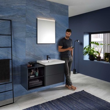 Mix & Match 系列 Geberit Acanto 艾珈洗脸盆与 Geberit ONE 盥洗柜和开放式侧装构件 Mix & Match 系列 Geberit Acanto 艾珈洗脸盆与 Geberit ONE 盥洗柜和开放式侧装构件