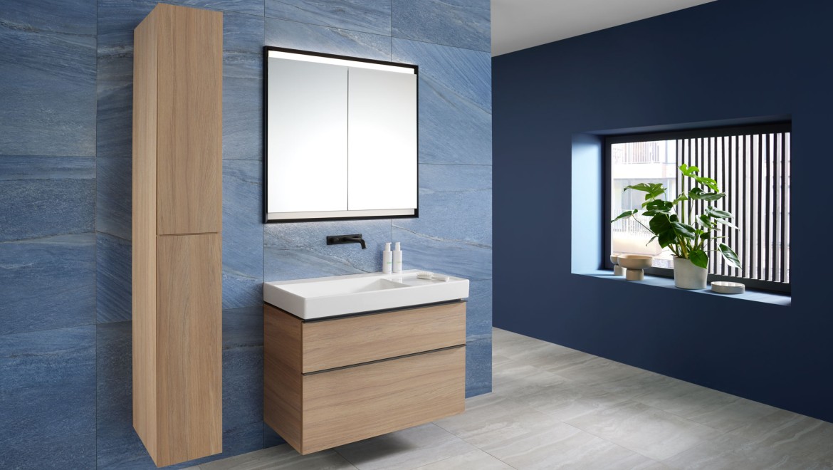 搭配 Geberit iCon 艾柯盥洗台和高组合柜的 Mix & Match Geberit ONE 洗脸盆 搭配 Geberit iCon 艾柯盥洗台和高组合柜的 Mix & Match Geberit ONE 洗脸盆