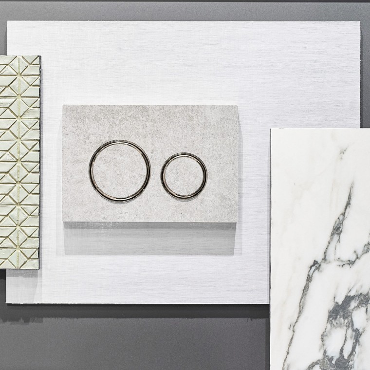 带有镀铬环设计的混凝土色Sigma 21冲水面板