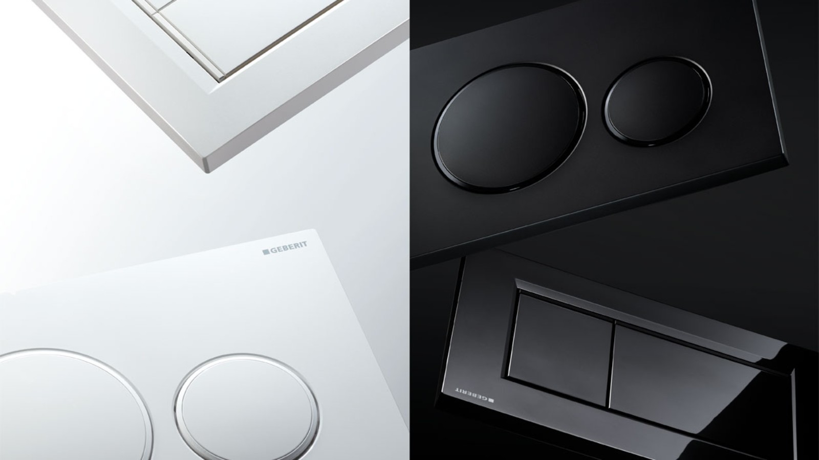 Geberit Sigma20 和 Sigma30 冲水面板，白色款和黑色款