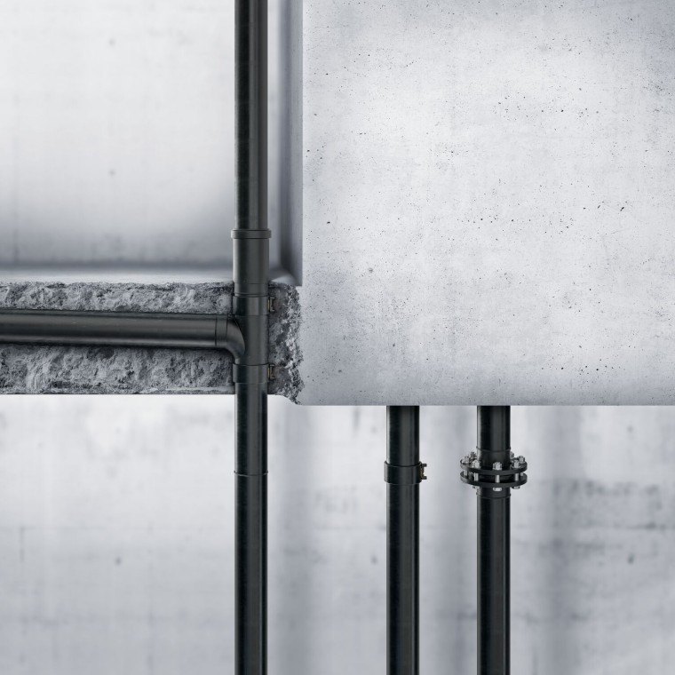 Geberit PE 也可铺设在混凝土中 Geberit PE 也可铺设在混凝土中