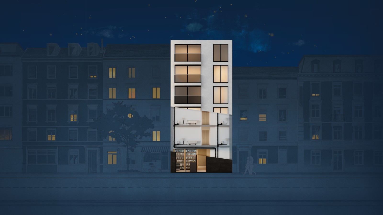 Open view of a multifamily house with Silent-Pro SuperTube installed