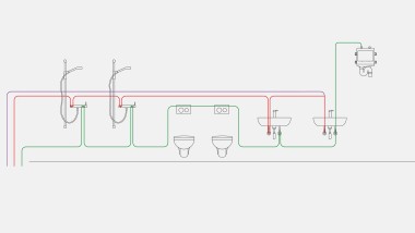 智能换水器间隔冲水模式的饮用水管道安装示例
