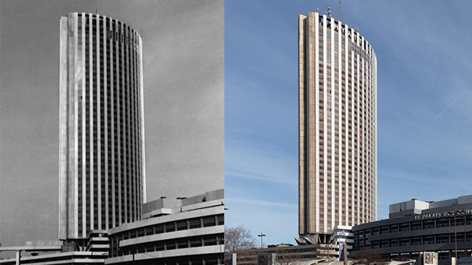The exterior of the concrete look hotel complex has hardly changed to this day (© Daniel Osso) The exterior of the concrete look hotel complex has hardly changed to this day (© Daniel Osso)