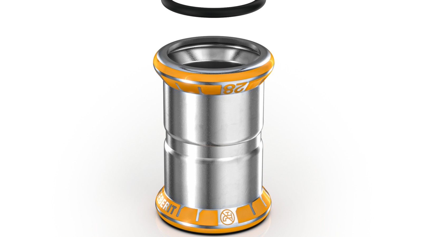 带有橙色挤压指示器的 Geberit Mapress Therm 配件