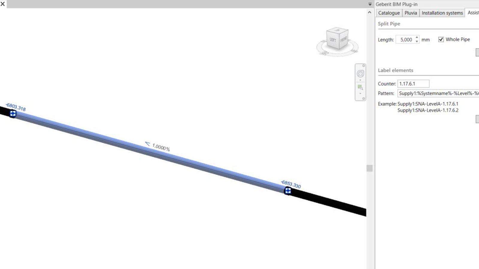 在吉博力BIM插件中按可用长度分割管道 在吉博力BIM插件中按可用长度分割管道