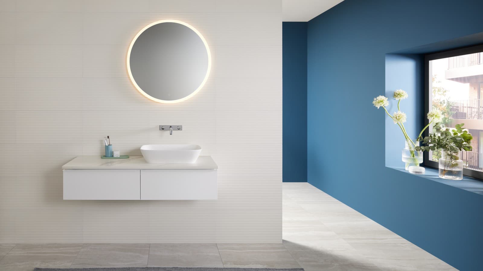 Mix & Match: Geberit ONE lay-on washbasin with iCon cabinet Mix & Match: Geberit ONE lay-on washbasin with iCon cabinet