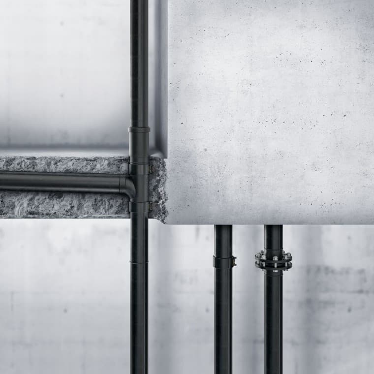 Geberit PE 也可铺设在混凝土中 Geberit PE 也可铺设在混凝土中