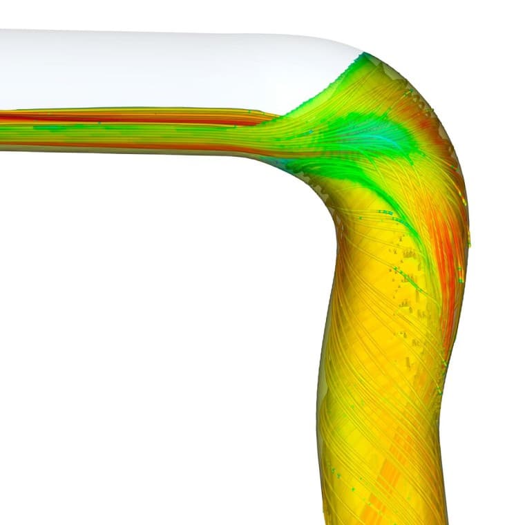 使用 Geberit 力速倍通系统沛利弯头弯道进行流量模拟 使用 Geberit 力速倍通系统沛利弯头弯道进行流量模拟
