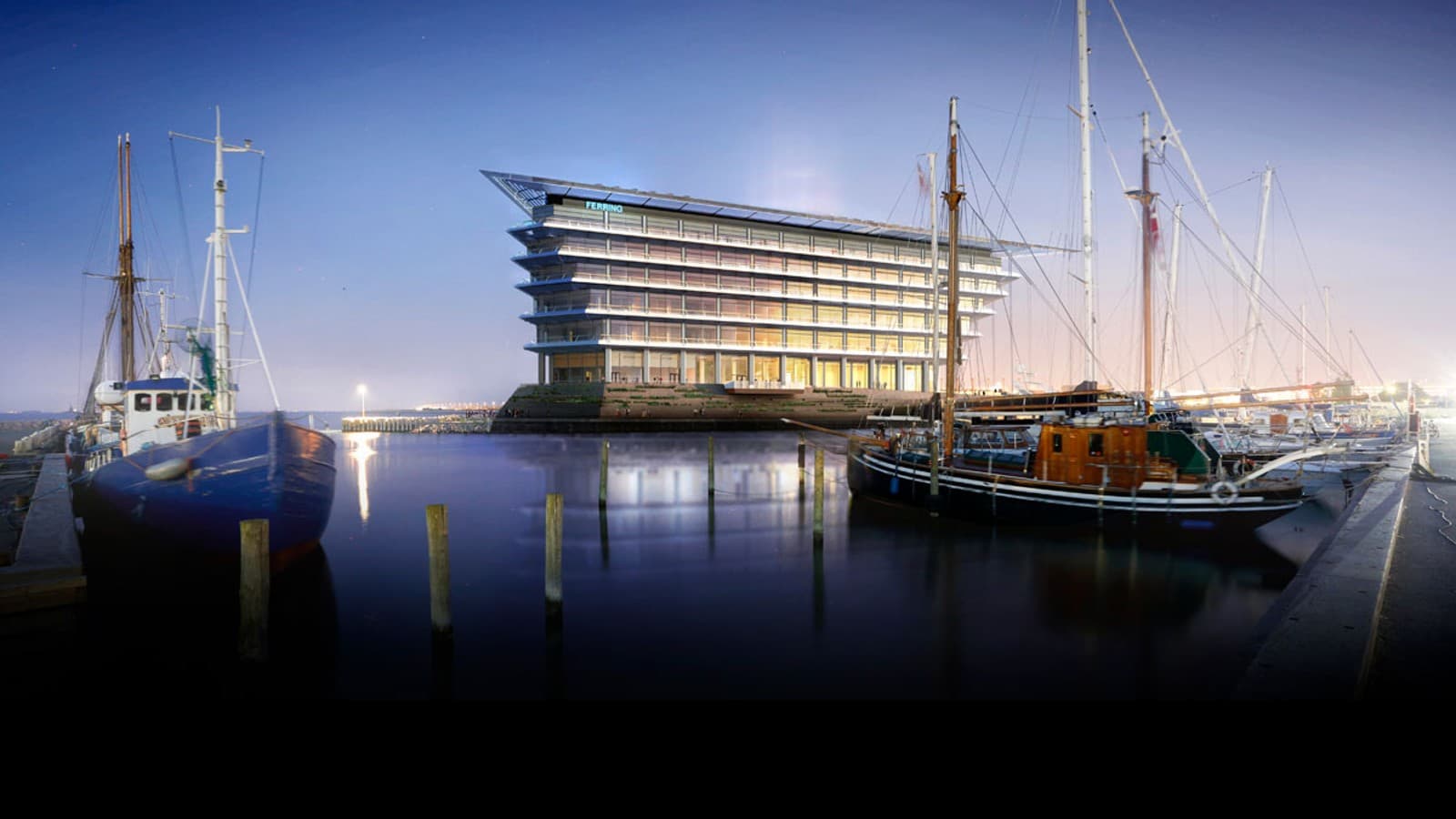 在厄勒海峡海天相接的美丽海滨,坐拥得天独厚地理位置的Ferring Pharmaceuticals新总部拔地而起,尽览哥本哈根与马尔默的瑰丽海景。(©Foster&Partners) 在厄勒海峡海天相接的美丽海滨,坐拥得天独厚地理位置的Ferring Pharmaceuticals新总部拔地而起,尽览哥本哈根与马尔默的瑰丽海景。(©Foster&Partners)