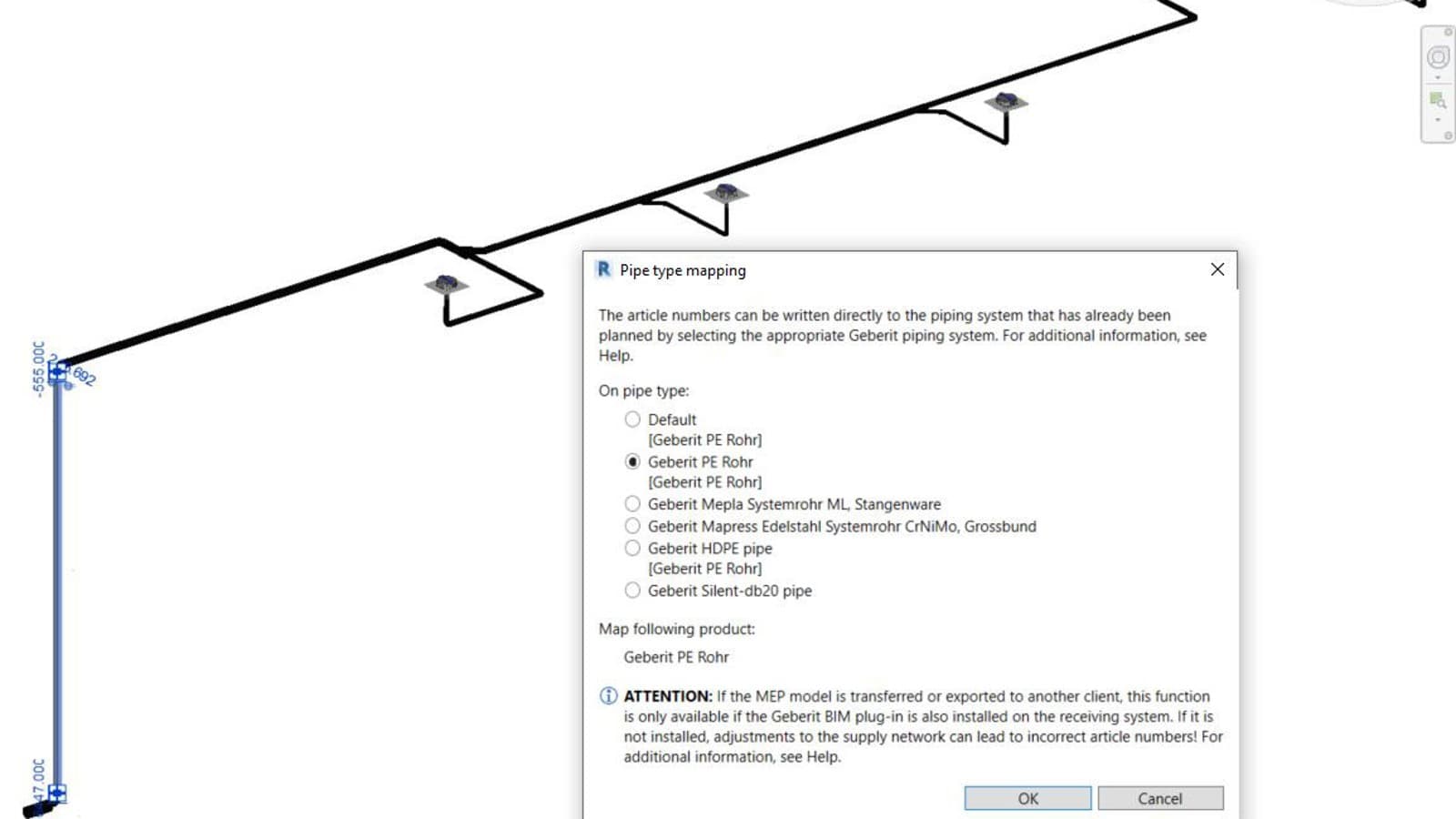 在吉博力BIM插件中为所选管道系统分配商品号 在吉博力BIM插件中为所选管道系统分配商品号