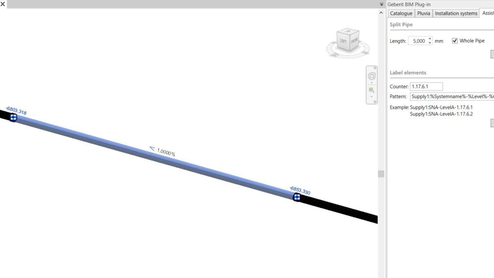 在吉博力BIM插件中按可用长度分割管道 在吉博力BIM插件中按可用长度分割管道